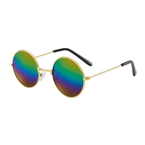 Classic Vintage Metal Round Shape Frame Colored Lenses Sunglasses