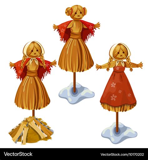 Traditional russian straw doll with sticks Vector Image