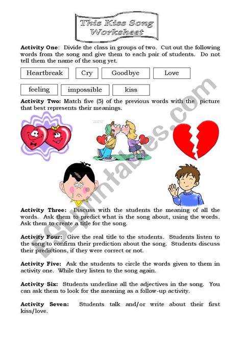 This Kiss Song Worksheet ESL Worksheet By EvaRamos