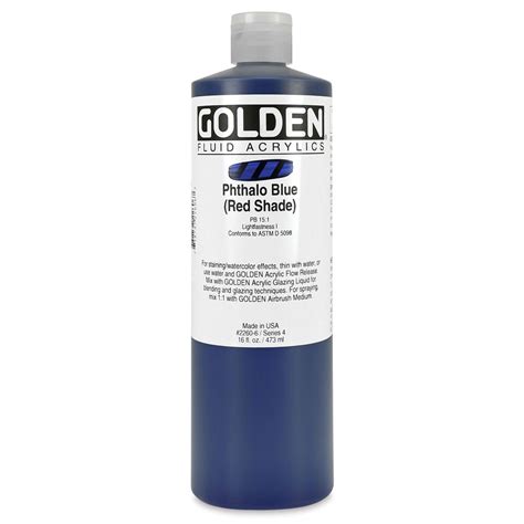 Golden Fluid Acrylics Phthalo Blue Red Shade 16 Oz Bottle Michaels