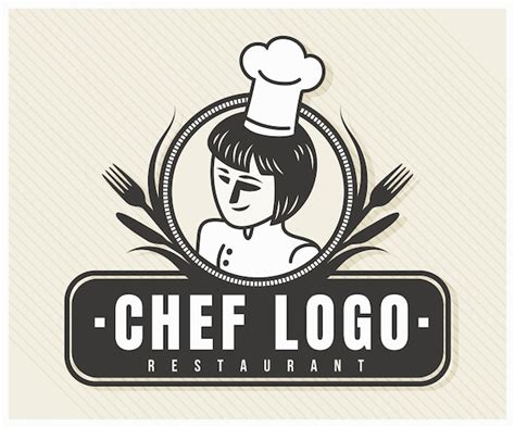 Plantilla Detallada De Logotipo De Chef Femenina Vector Premium