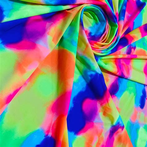 Neon Tie Dye Abstract Print Nylon Lycra Spandex Fabric Print 4 Way