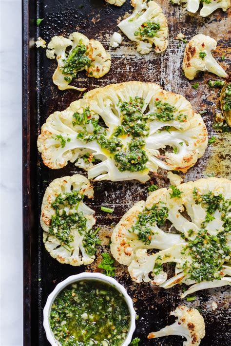 Roasted Cauliflower Steaks With Chimichurri Sauce