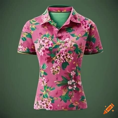 Masters Theme Golf Polo With Floral Repeat Patterns On Craiyon