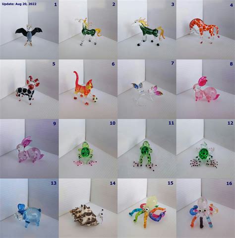 Color Blown Glass Animals Sculpture Miniature Figurines Statue Handmade ...