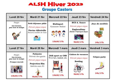 Plannings Centre De Loisirs Vacances D Hiver 2023 Centre Social