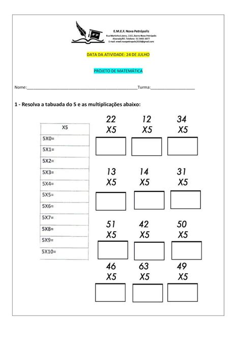 Ead Emef Nova Petr Polis Turma E Projeto De Matem Tica Prof