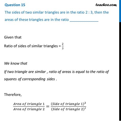 The Sides Of Two Similar Triangles Are In The Ratio 2 3 Then Area