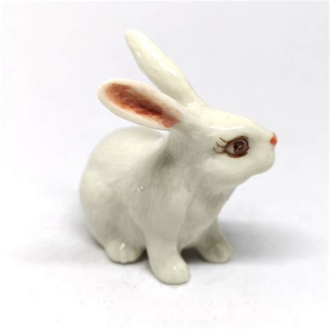 Porcelain Rabbit Bunny Figurine White Hand Painted Ceramic Etsy