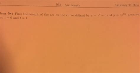 Solved Find The Length Of The Arc On The Curve Defined By