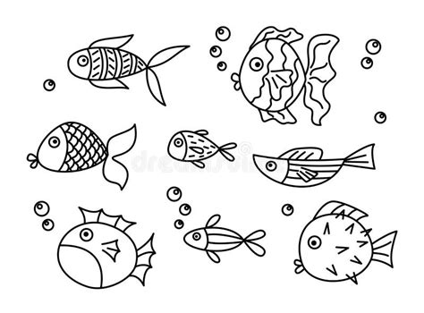 Cute Fish In Doodle Style Stock Vector Illustration Of Marine 262008624