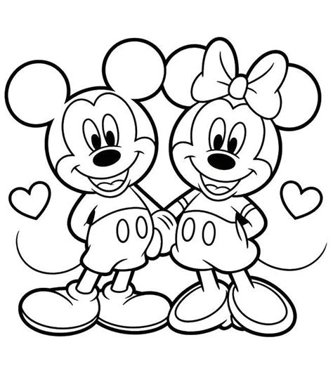 Mickey E Minnie Para Imprimir - Desenho da Mickey e Minnie Românticos para Imprimir e Colorir