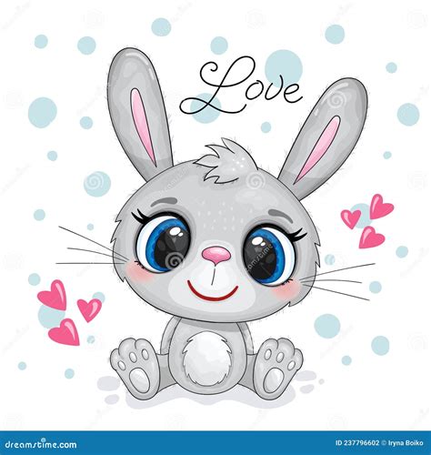 Lapin De Dessin Anim Mignon Avec De Grands Yeux Sur Fond Blanc Bon