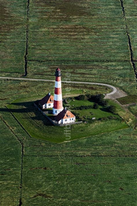 Luftaufnahme Tating Leuchtturm Als Historisches Seefahrtszeichen Im