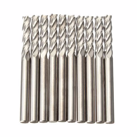 10Pcs Box 3 175 X 15mm Carbide CNC 4 Flutes Spiral Bit End Mill Milling