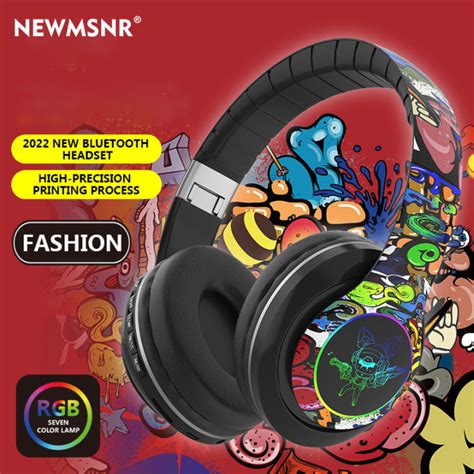 Newmsnr 2023 Fashion Graffiti Design Bluetooth Headphone Cool Lighting ...