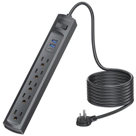 Ft Power Bar Surge Protector With Usb C Trond Flat Plug Extension