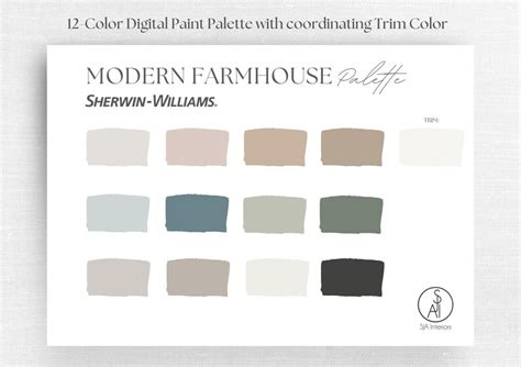 Modern Farmhouse Color Palette Sherwin Williams Interior Paint Palette E Design Interior Design