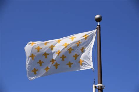 Yorktown, VA, USA. October 4, 2019. Fluer-de-lis French Flag. Yorktown Battlefield, USA. Stock ...