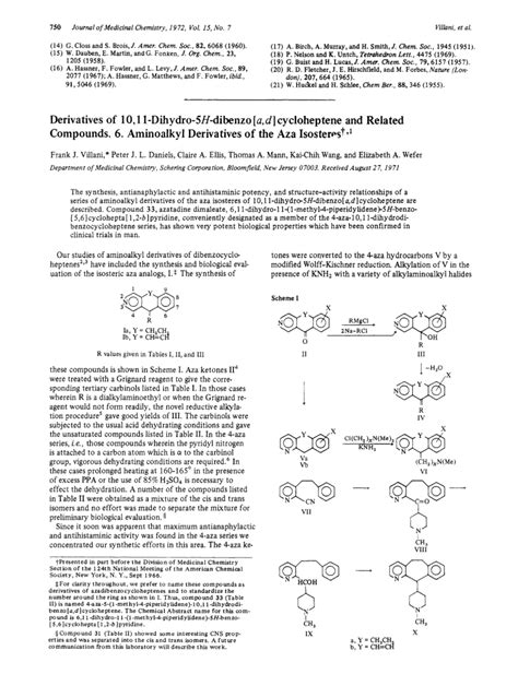 Derivatives Of 10 11 Dihydro 5H Dibenzo A D Cycloheptene And Related