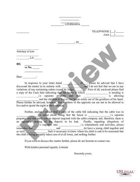 Louisiana Letter To Opposing Counsel Responding To Letter Alleging Violation Of Restraining