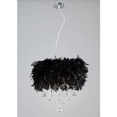 Inspired Diyas Ibis Plafonnier Avec Abat Jour En Plumes Noires