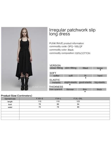 Punk Rave Black Gothic Daily Irregular Patchwork Halter Slip Long Dress