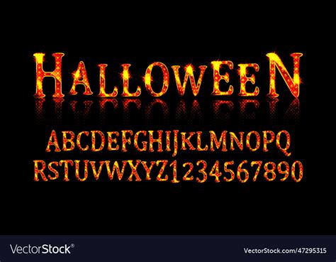 Halloween font letters and numbers Royalty Free Vector Image