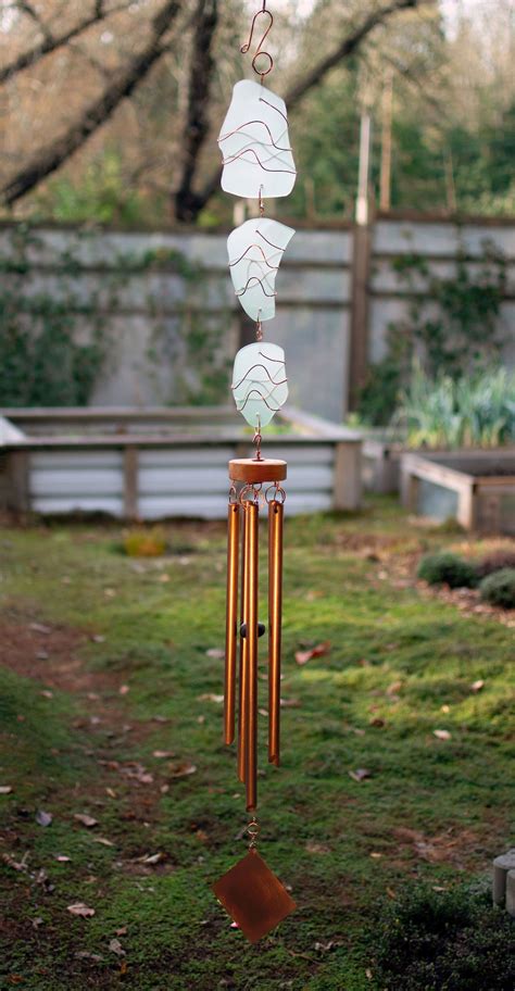 Wind Chime Pastel Beach Glass Sea Glass Copper Outdoor Etsy Canada