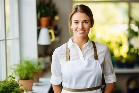 Premium Photo Elegant Domestic Goddess In Apron