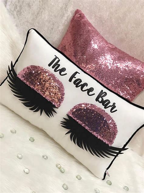 Personalized Eyelash Pillow Handmade Eyelashes Purple Sequin Eyeshadow