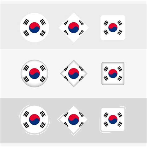 Los Iconos De La Bandera De Corea Del Sur Establecen El Vector De La