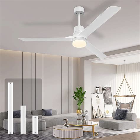 White Ceiling Fans with Lights,60" Modern Ceiling Fan with Remote ...