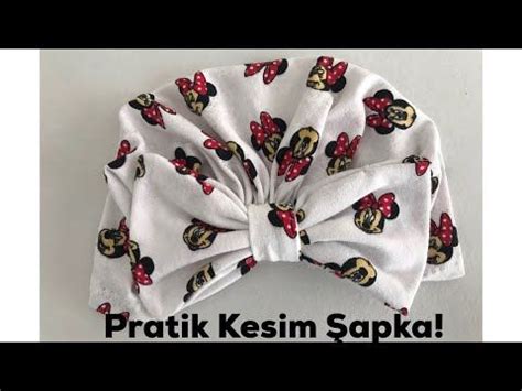 PENYE KUMAŞTAN FİYONKLU BEBEK ŞAPKASI Kalıpsız Pratik Kesim