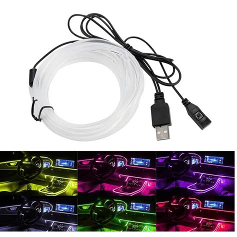 Lumini Ambientale Auto Led Rgb Conectare Usb Cu Telecomanda Pe Fir