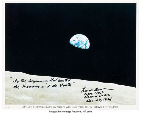 Frank Borman Signed Apollo 8 "Earthrise" Color Photo. ... Space | Lot ...