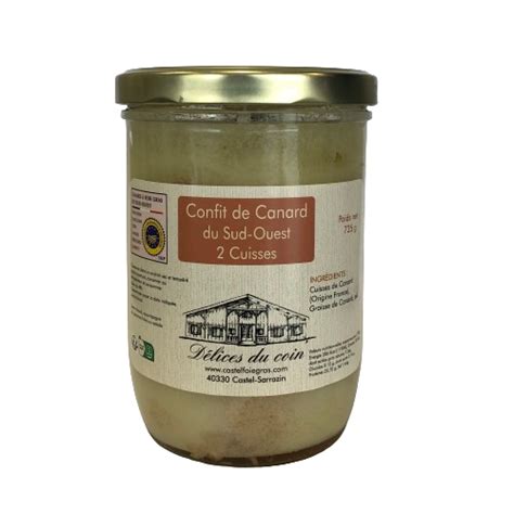 Confit De Canard IGP Sud Ouest 2 Cuisses Castel Foie Gras