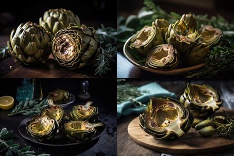 Premium Ai Image Grilled Artichokes Collage Barbeque Vegetables