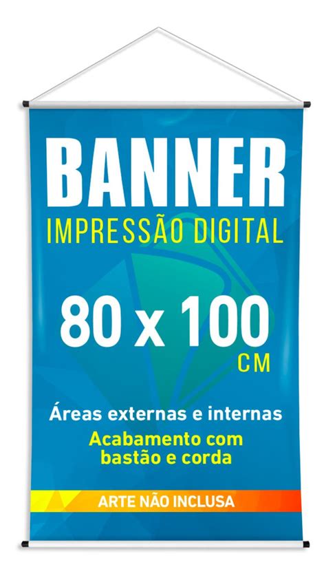 Banner Personalizado Lona 80x100 Cm Com Bastão E Corda Parcelamento