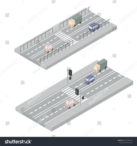 Two Types Pedestrian Crossings Without Traffic Stock Vector (Royalty