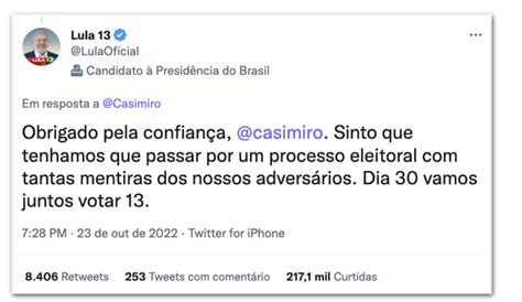 Tweet de Casimiro desmentindo montagem bate 1 1 milhão de curtidas