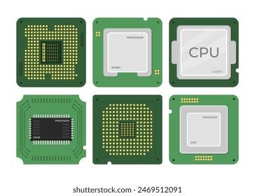 Set Chip Central Computer Processors Cpu Stock Vector (Royalty Free ...