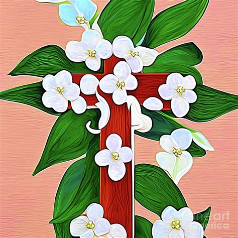 Ai Art Christian Easter Resurrection Cross With Blossoms 4 Abstract