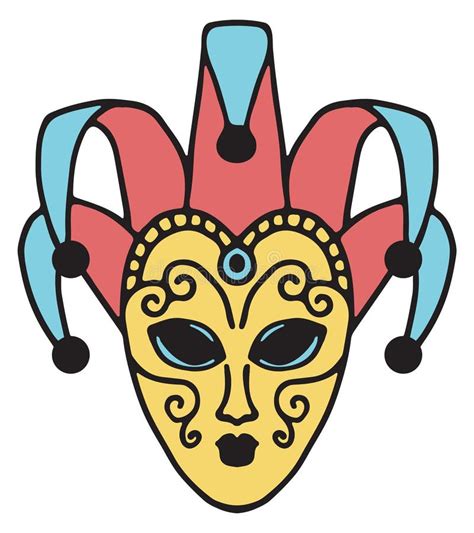 Jester Mask Color Doodle Carnaval Clown Symbol Stock Photo