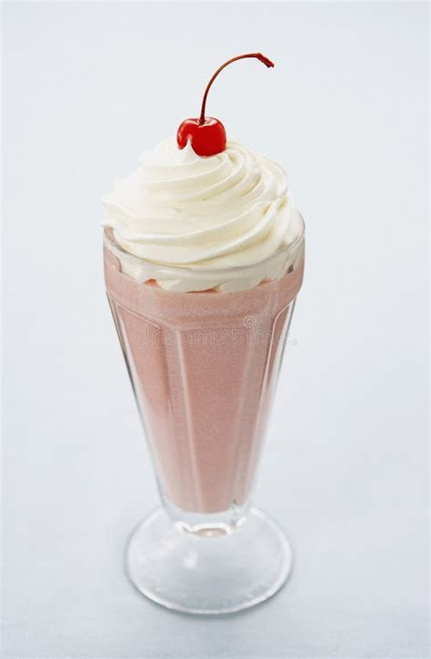 Milkshake With Whipped Cream And Cherry Stock Image Image Of