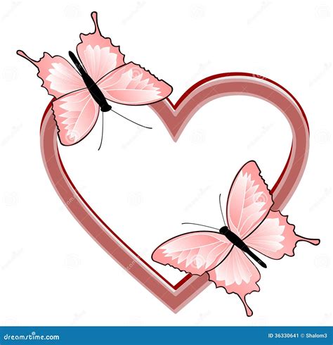 Heart With Two Butterflies Stock Vector Illustration Of Motive 36330641