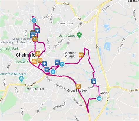 Chelmsford Marathon Route Map