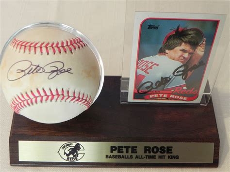 Autographed 1989 Topps Pete Rose Manager Card and Rawlings Official ...