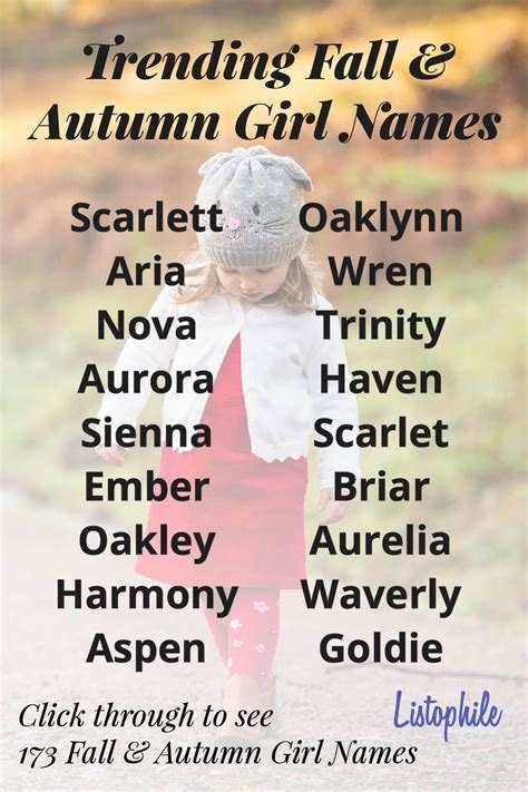 Trending Fall Autumn Girl Names Best Character Names Names Name