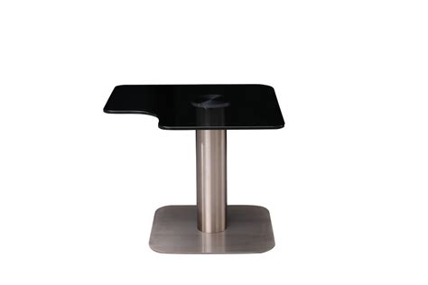 Supply L Shape Grey Glass Top Gold Base End Table Wholesale Factory